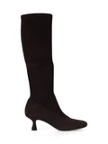 marrone scuro | Stivali in suede con tacco a rocchetto