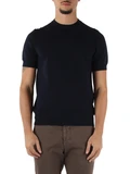 BLU SCURO | Maglia Second Skin Viscose Cashmere a maniche corte