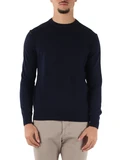 BLU SCURO | Maglia girocollo LOCK in misto lana, viscosa e cashmere