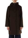 MARRONE | Cappotto in double di lana effetto beaver