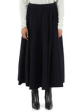 BLU SCURO | Gonna midi in velluto di cotone 2000 righe