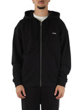 NERO | Felpa con zip e cappuccio in cotone garzato