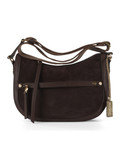 marrone scuro | Borsa a tracolla LUNA Small in suede