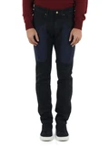 BLU SCURO | Pantaloni JOHN Slim fit con patte in Alcantara