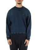 BLU | Felpa girocollo in denim con placca logo