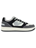 BIANCO/NERO | Sneakers in pelle ed ecopelle con logo impresso