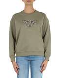 VERDE | Felpa in cotone garzato NELLY con logo in strass VERDE | Felpa in cotone garzato NELLY con logo in strass