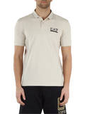 BEIGE | Polo in cotone piquet con stampa logo a rilievo