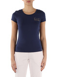 BLU SCURO | T-shirt in cotone e modal con logo frontale