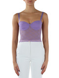 VIOLA CHIARO | Top bustier in tulle con ricamo logo all over