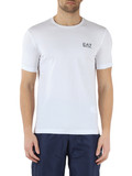 BIANCO | T-shirt in cotone stretch con stampa logo gommata