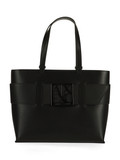 NERO | Borsa shopping in ecopelle con placca logo frontale NERO | Borsa shopping in ecopelle con placca logo frontale