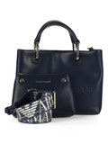 BLU | Borsa a mano media con scritta logo a rilievo BLU | Borsa a mano media con scritta logo a rilievo