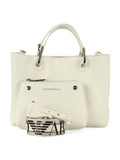 BIANCO | Borsa a mano media con scritta logo a rilievo BIANCO | Borsa a mano media con scritta logo a rilievo