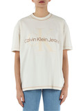 BEIGE | T-shirt oversize in cotone con ricamo logo