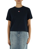 BLU SCURO | T-shirt in misto cotone con ricamo logo frontale