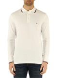 BIANCO | Polo slim fit a maniche lunghe in cotone piquet stretch 