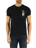 BLU SCURO | T-shirt slim fit in cotone con stampa logo frontale