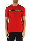 ROSSO | T-shirt regular fit in cotone con stampa logo frontale