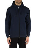 BLU SCURO | Felpa in cotone garzato con cappuccio e zip BLU SCURO | Felpa in cotone garzato con cappuccio e zip