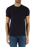 BLU SCURO | T-shirt slim fit  in cotone stretch con patch logo frontale
