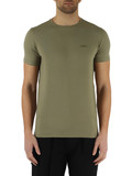 VERDE MILITARE | T-shirt slim fit  in cotone stretch con patch logo frontale