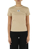 BEIGE | T-shirt a costine in cotone stretch