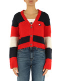 ROSSO | Cardigan in misto lana con ricamo logo