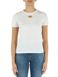 BIANCO | T-shirt in cotone con placca logo frontale