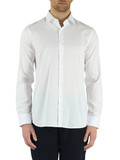 BIANCO | Camicia in cotone slim fit con ricamo logo