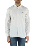 BIANCO | Camicia slim fit in cotone con patch logo