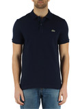 BLU SCURO | Polo slim fit in cotone piquet con patch logo