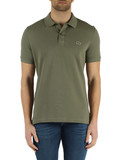 VERDE MILITARE | Polo slim fit in cotone piquet con patch logo