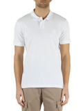 BIANCO | Polo slim fit in cotone piquet con patch logo frontale