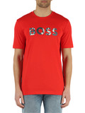 ROSSO | T-shirt in cotone con scritta logo frontale