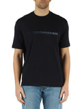 BLU SCURO | T-shirt in cotone con ricamo logo frontale