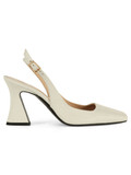 BIANCO | Slingback in pelle con punta quadrata