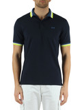 BLU SCURO | Polo in cotone piquet stretch con inserti a contrasto