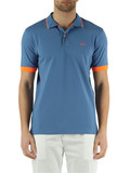 BLU CHIARO | Polo in cotone stretch piquet con inserti fluo