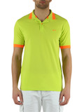 LIME | Polo in cotone stretch piquet con profili fluo