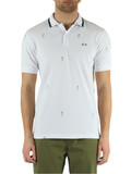 BIANCO | Polo in cotone stretch piquet con ricami