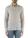 BEIGE | JEANS: Camicia regular fit in lino e cotone