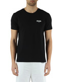 NERO | T-shirt in cotone stretch con scritta logo frontale