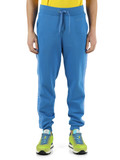 AZZURRO | Pantalone sportivo in cotone garzato con bande laterali logate