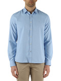 BLU CHIARO | Camicia in misto cotone con ricamo logo