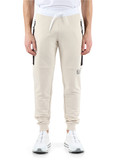 BEIGE | Pantalone sportivo in misto cotone con inserti a contrasto