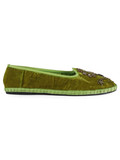 VERDE | Babouche in velluto con perline