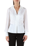 BIANCO | Camicia in cotone stretch con maniche plissè