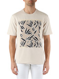 BEIGE | T-shirt in cotone relaxed fit con applicazione a contrasto