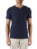 BLU SCURO | T-shirt regular fit in cotone fiammato